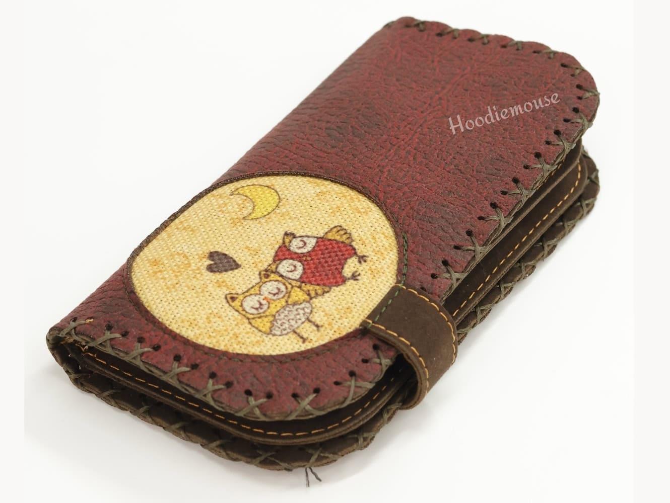Baykuş Figürlü Büyük Cüzdan Etnik Bohem Retro Vintage Style  - BORDO