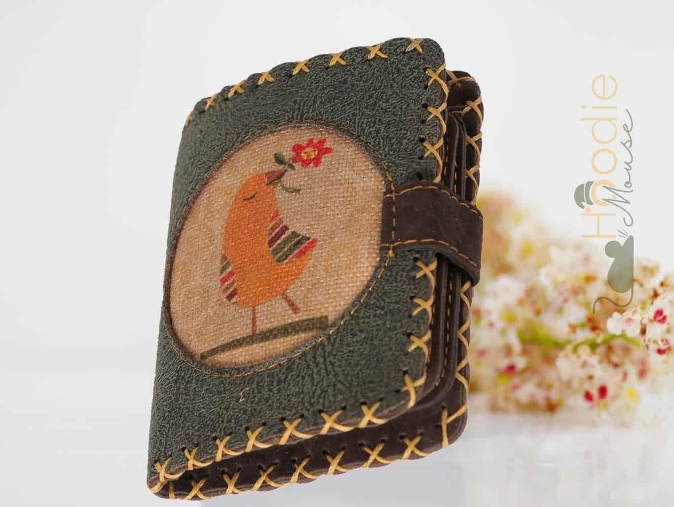 Kuş Figürlü Küçük Cüzdan Etnik Bohem Retro Style - YESİL