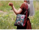 Baykuş Figürlü Büyük Postacı Kol Çantası Etnik Bohem Style - Bordo