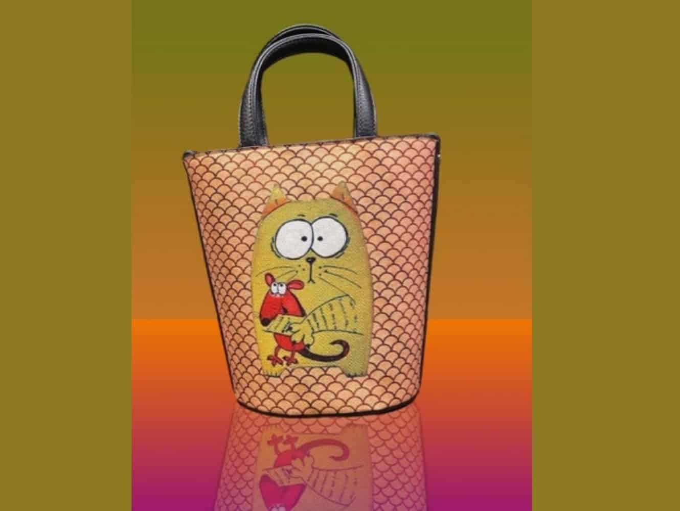 Kedi Fare Figürlü Kova Model Çanta Etnik Bohem Style - BORDO