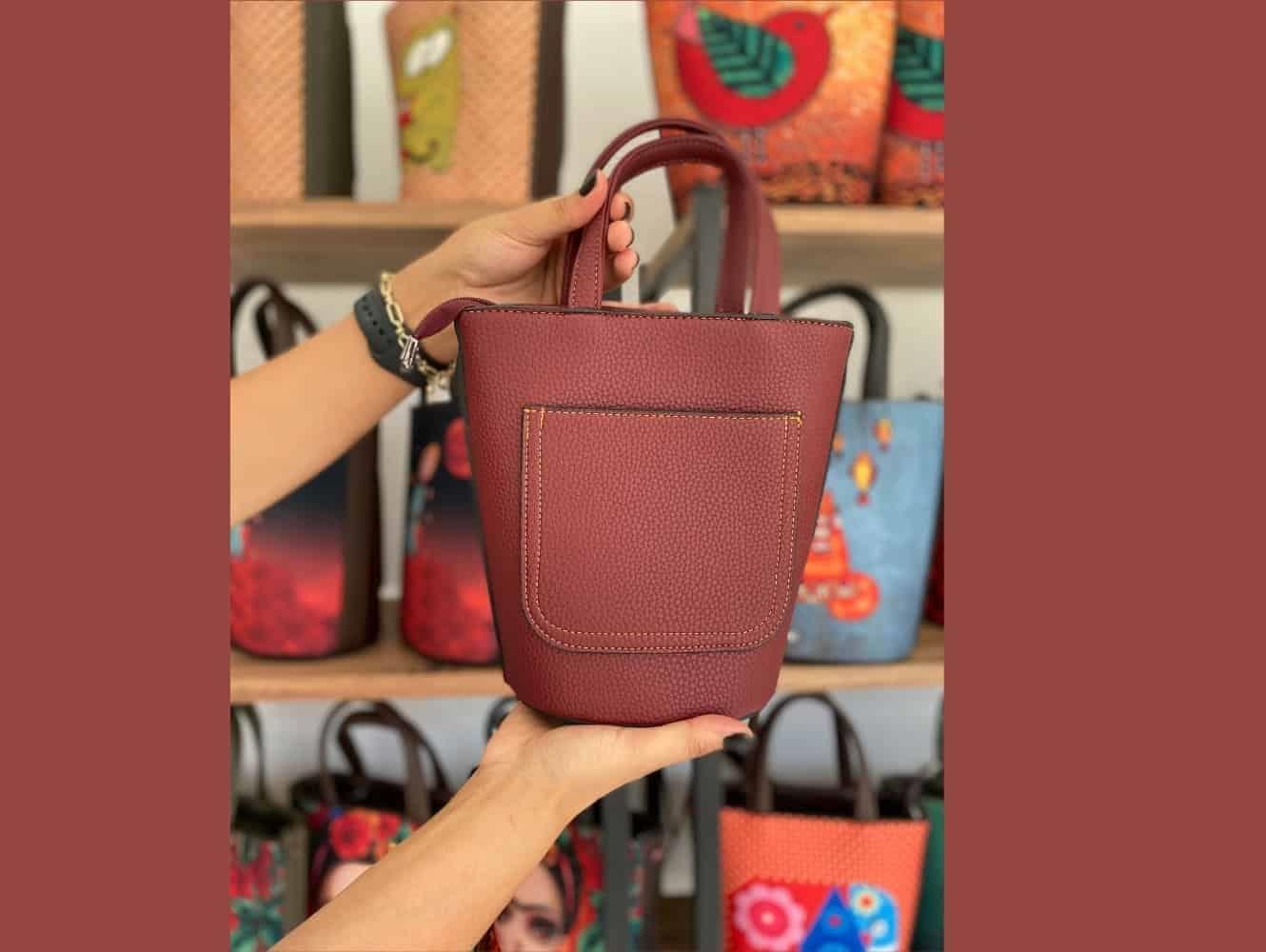 Kedi Fare Figürlü Kova Model Çanta Etnik Bohem Style - BORDO