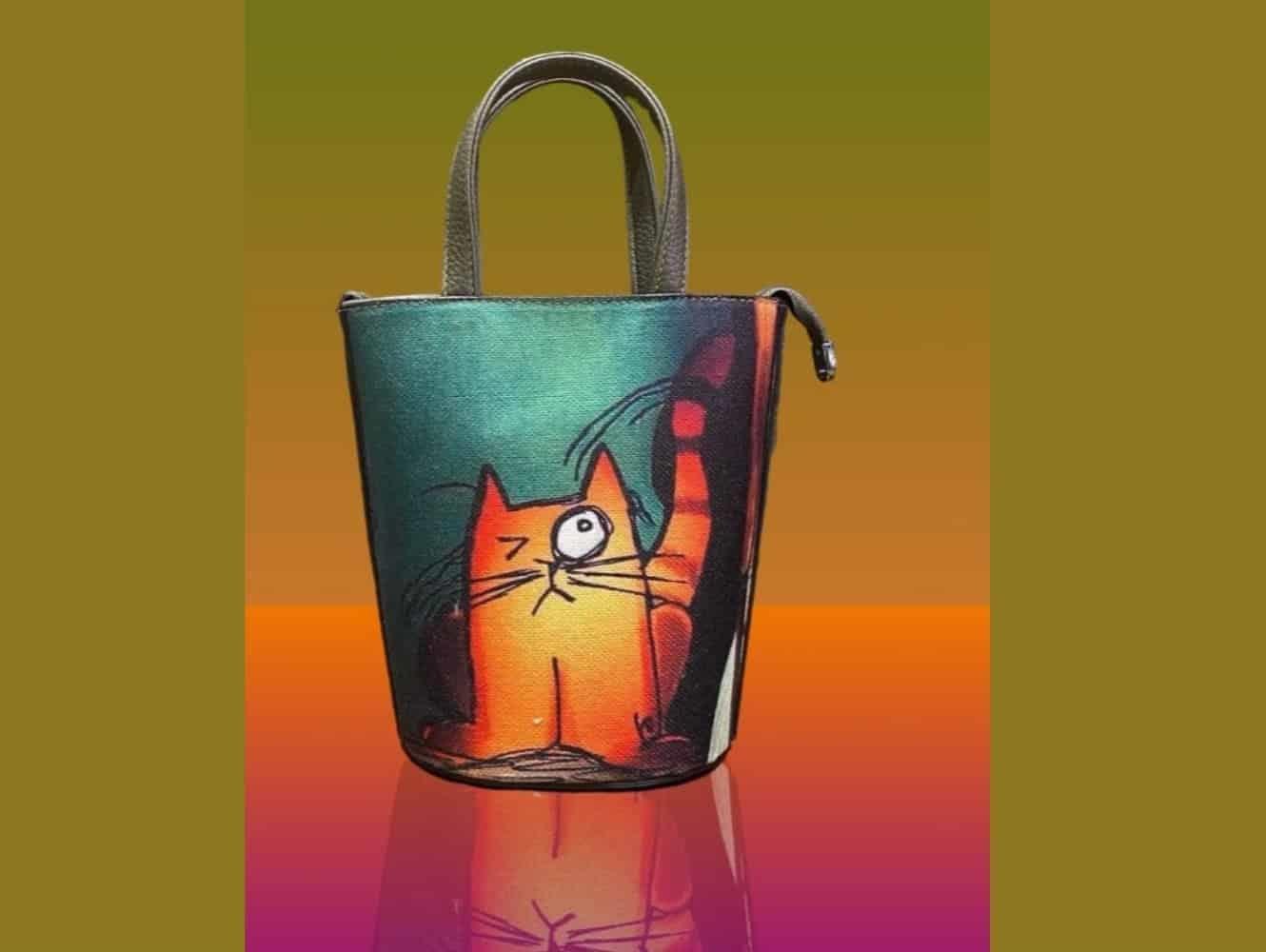 Kedi Figürlü Kova Model Çanta Etnik Bohem Style - KAHVERENGİ