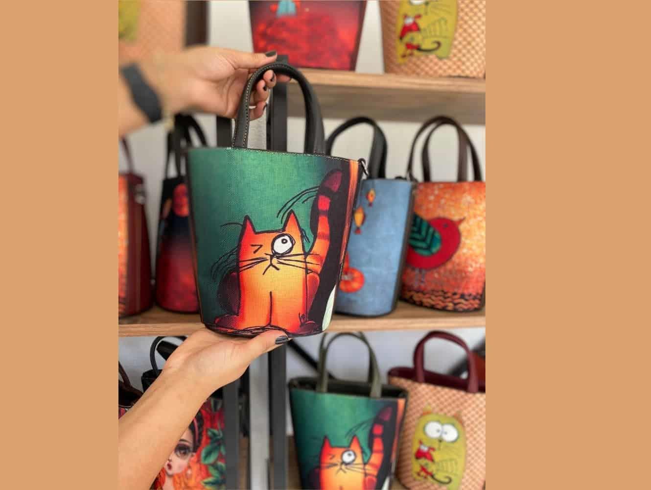 Kedi Figürlü Kova Model Çanta Etnik Bohem Style - SİYAH