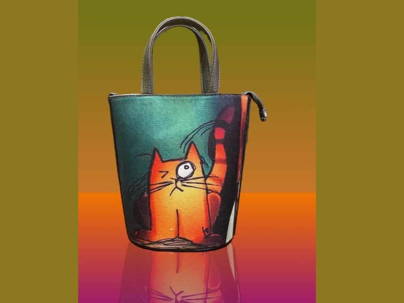 Kedi Figürlü Kova Model Çanta Etnik Bohem Style - BORDO