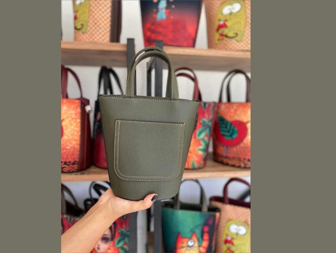 Fil Figürlü Kova Model Çanta Etnik Bohem Style - YESİL