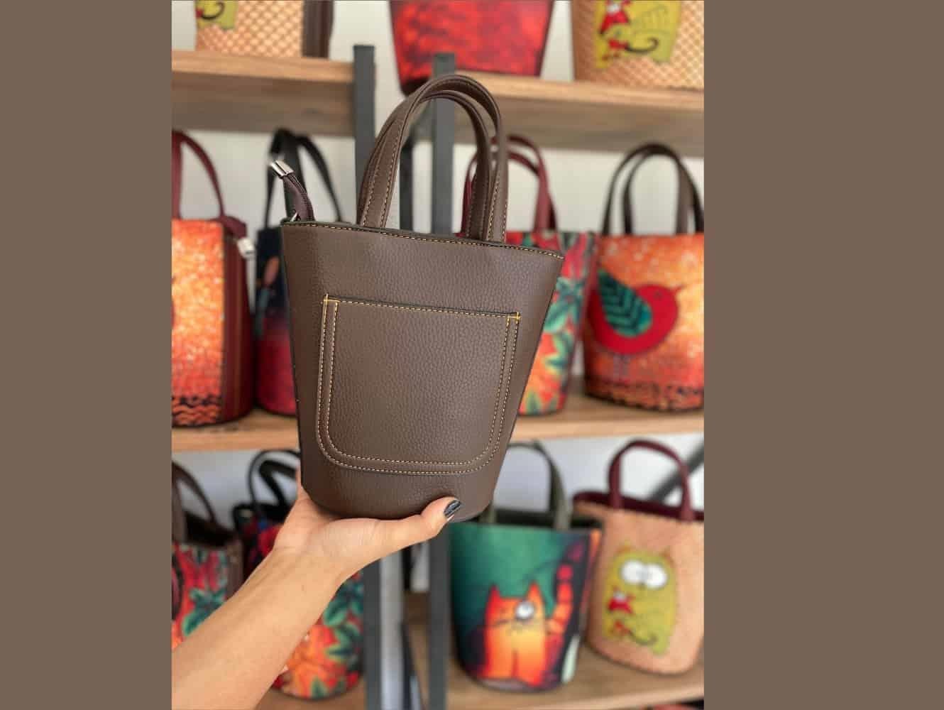 Fil Figürlü Kova Model Çanta Etnik Bohem Style - KAHVERENGİ
