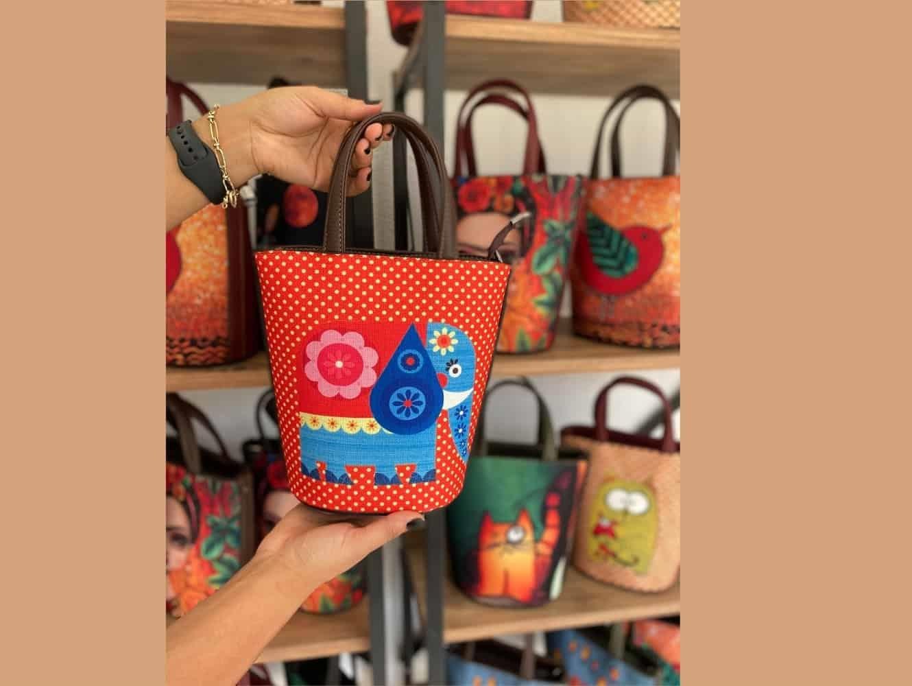 Fil Figürlü Kova Model Çanta Etnik Bohem Style - KAHVERENGİ