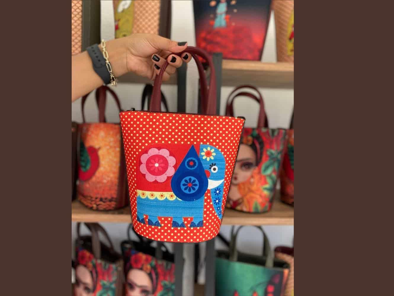 Fil Figürlü Kova Model Çanta Etnik Bohem Style - BORDO