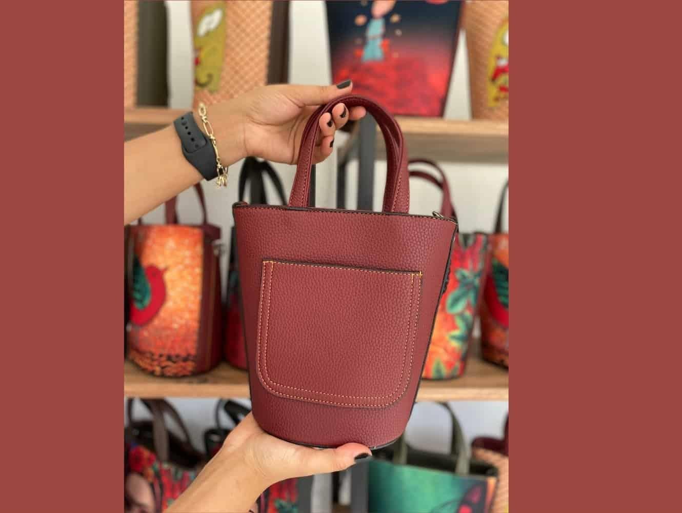 Fil Figürlü Kova Model Çanta Etnik Bohem Style - BORDO