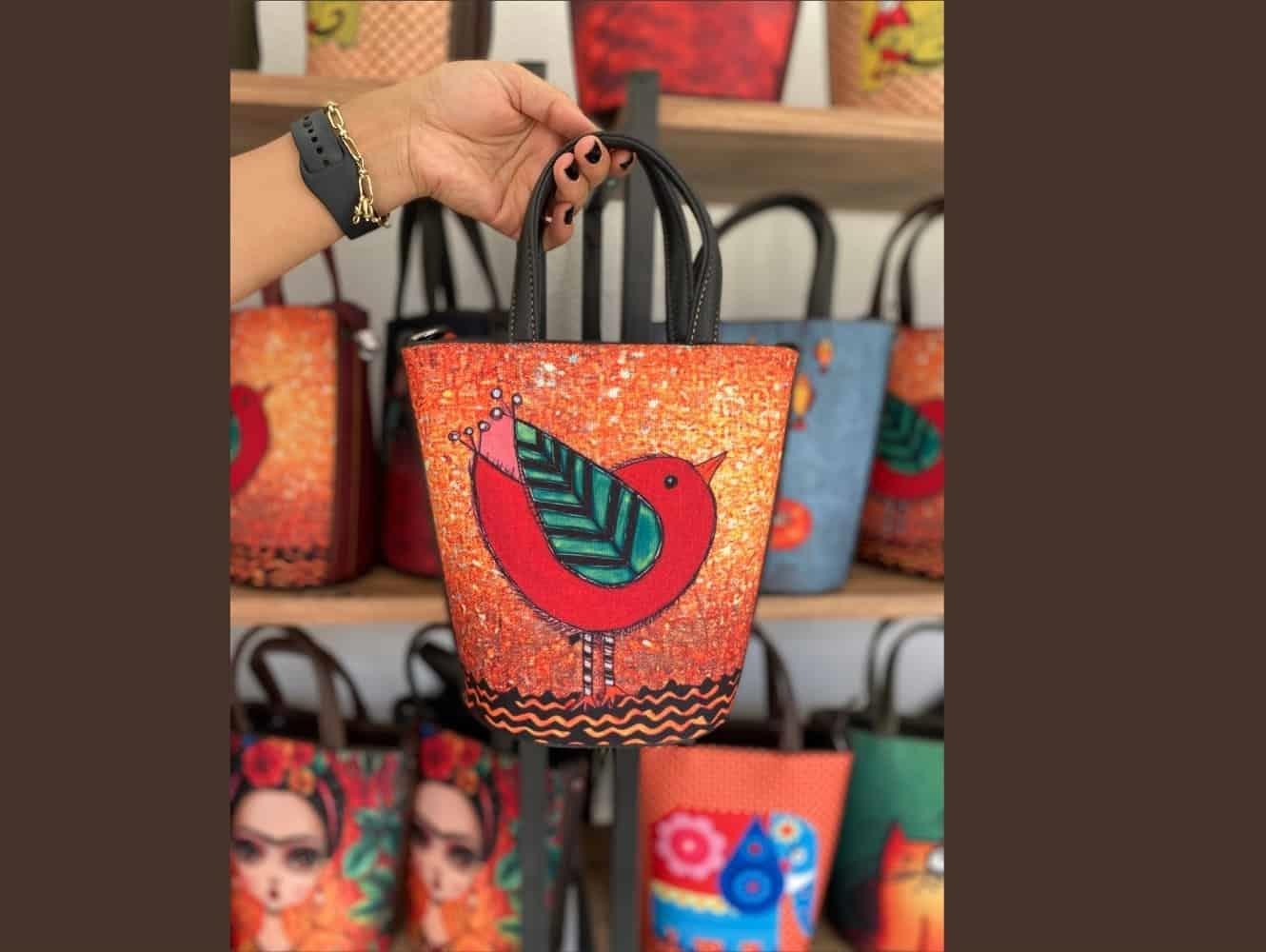 Kuş Figürlü Kova Model Çanta Etnik Bohem Style - SİYAH