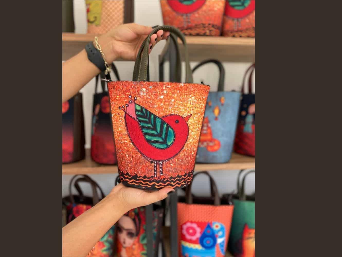 Kuş Figürlü Kova Model Çanta Etnik Bohem Style - YESİL