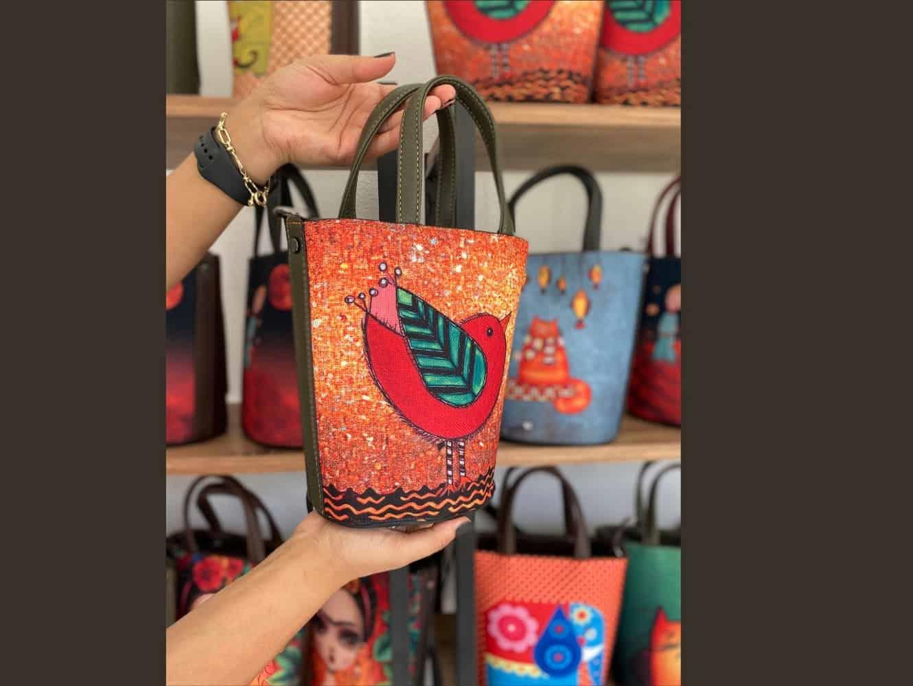 Kuş Figürlü Kova Model Çanta Etnik Bohem Style - YESİL