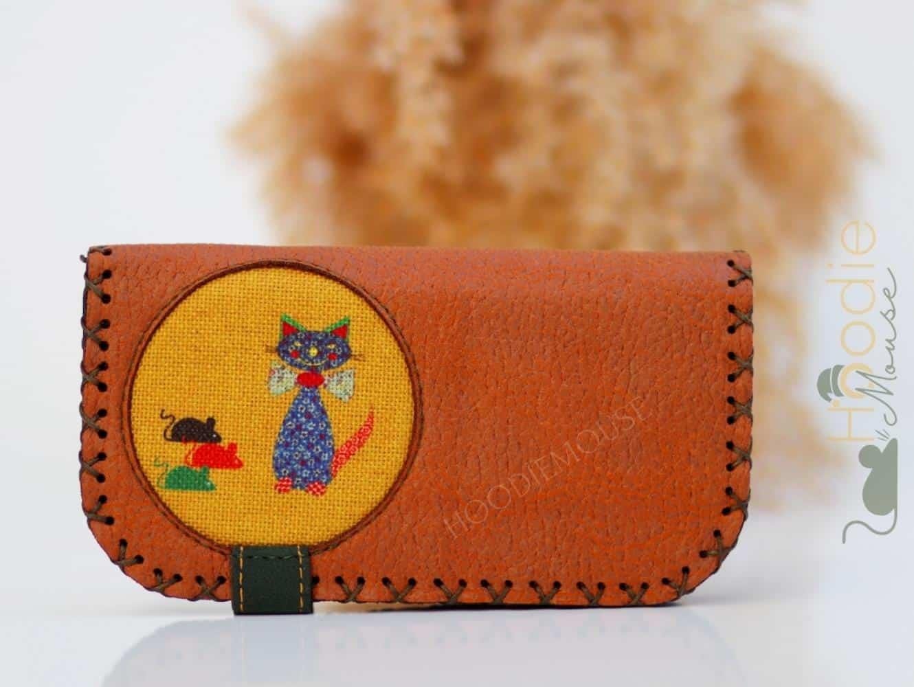 Kedi Fare Figürlü Büyük Cüzdan Etnik Bohem Retro Vintage Style - TABA