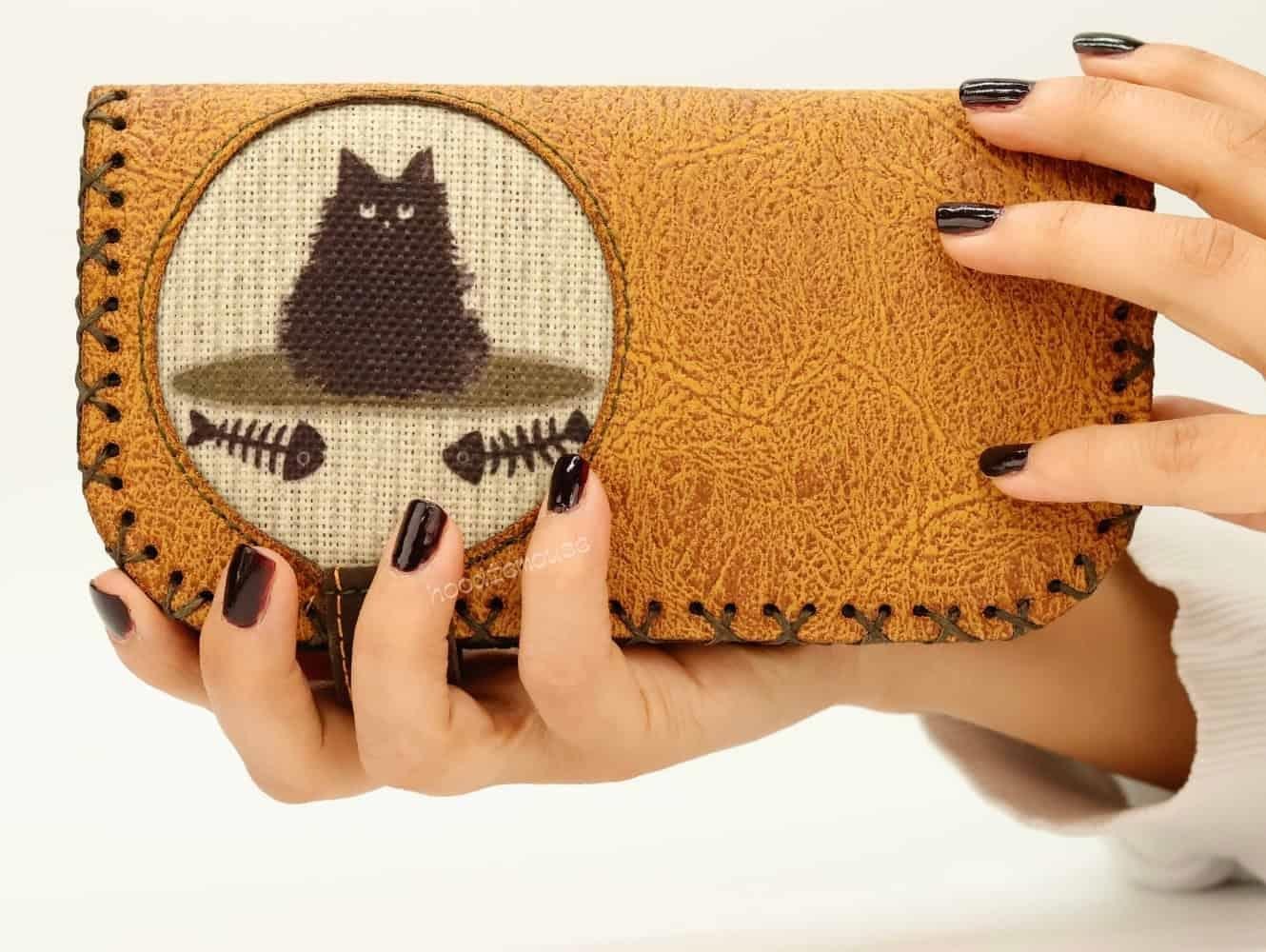 Karamık Figürlü Büyük Cüzdan Etnik Bohem Retro Vintage Style  - HARDAL