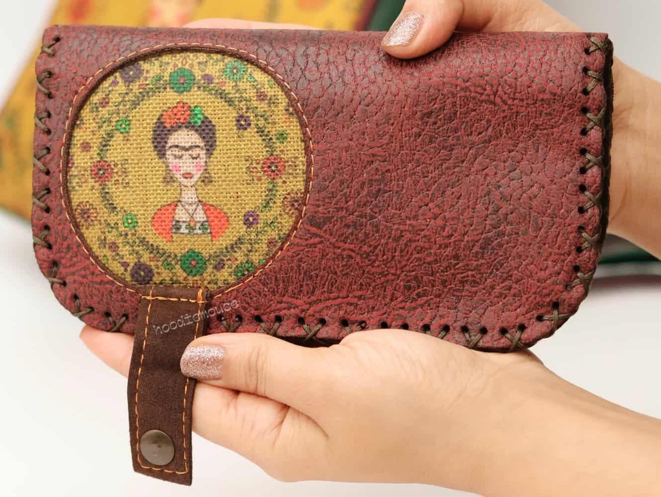 Klasik Frida Figürlü Kapaklı Sırt Çantası Yesil Büyük Cüzdan Bordo Etnik Bohem Style Cüzdan Kombin