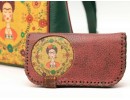Klasik Frida Figürlü Kapaklı Sırt Çantası Yesil Büyük Cüzdan Bordo Etnik Bohem Style Cüzdan Kombin