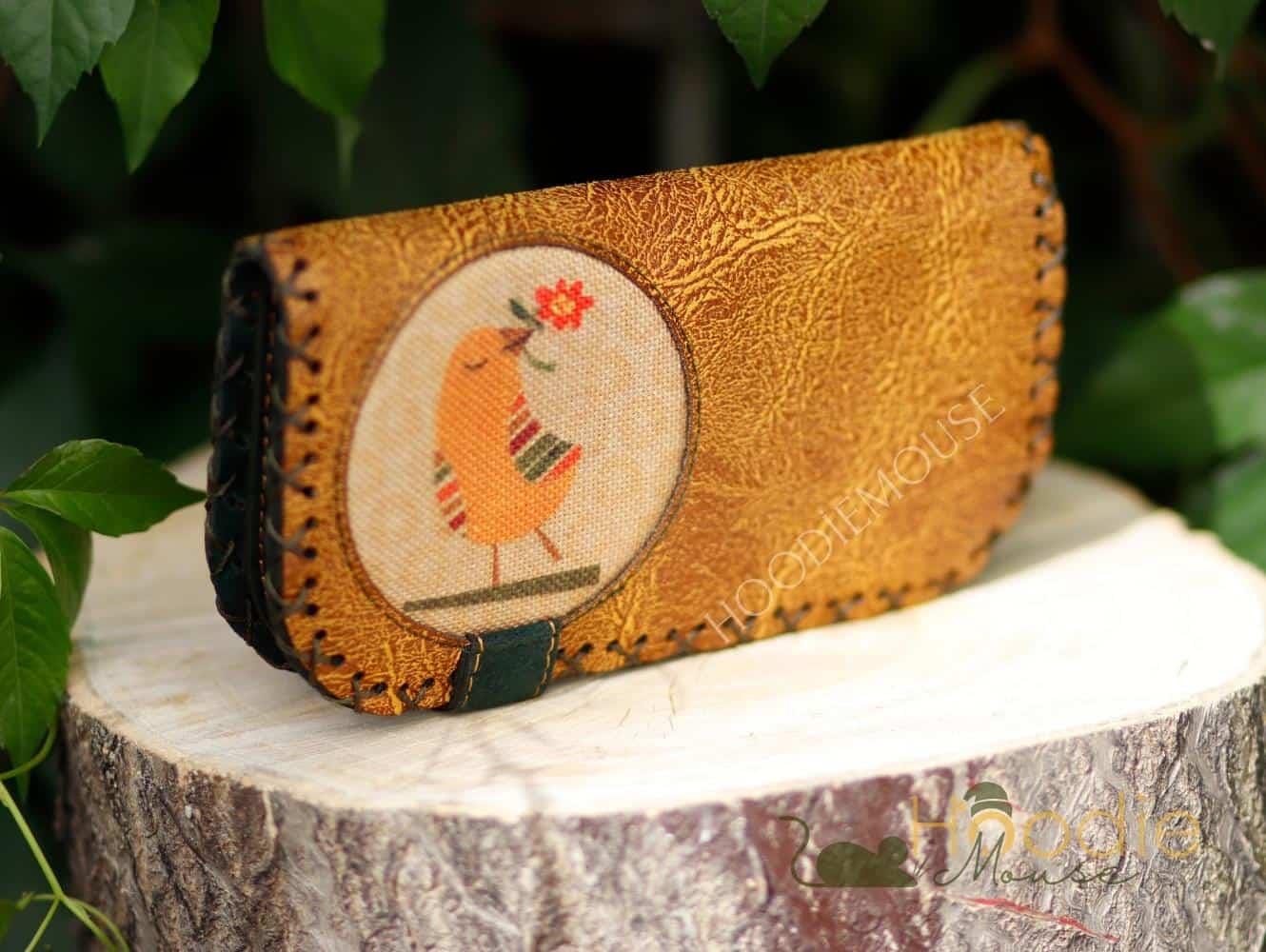 Kuş Figürlü Büyük Cüzdan Etnik Bohem Retro Vintage Style - HARDAL
