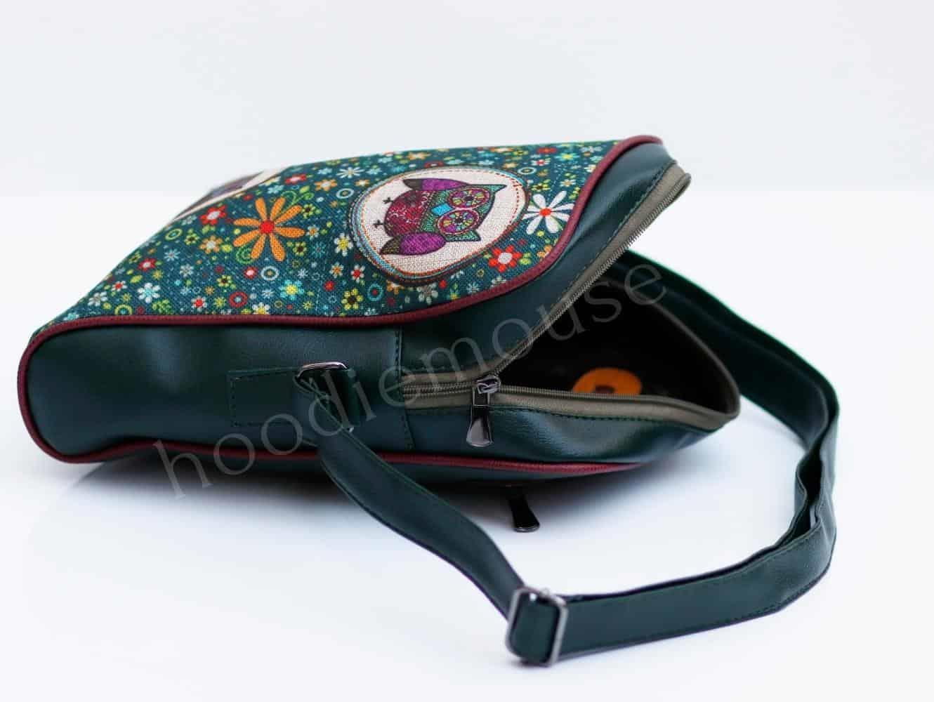 Baykuş Figürlü Büyük Postacı Kol Çantası Etnik Bohem Style - Yesil