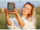 Karga Kız Figürlü Küçük Cüzdan Etnik Bohem Retro Style - Yesil