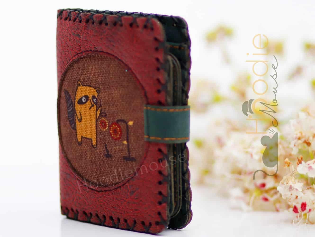 Rakun Figürlü Küçük Cüzdan Etnik Bohem Retro Style - Bordo