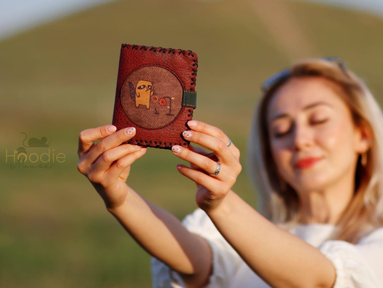 Rakun Figürlü Küçük Cüzdan Etnik Bohem Retro Style - Bordo