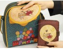 Baykuş Figürlü Küçük Postacı Çanta Yesil ve Küçük Cüzdan Bordo Kombin