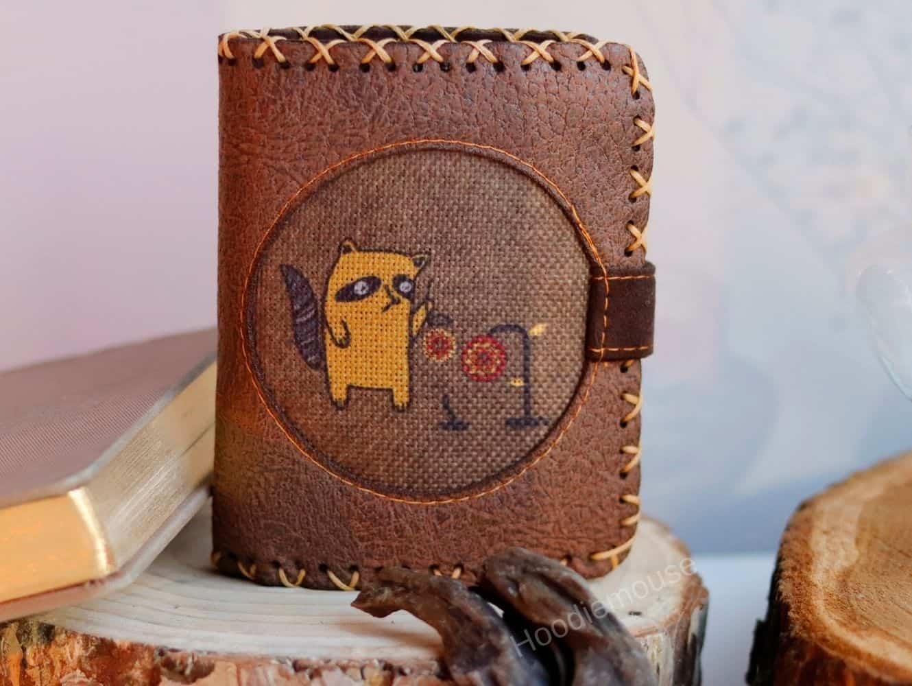 Rakun Figürlü Küçük Cüzdan Etnik Bohem Retro Style - Kahverengi
