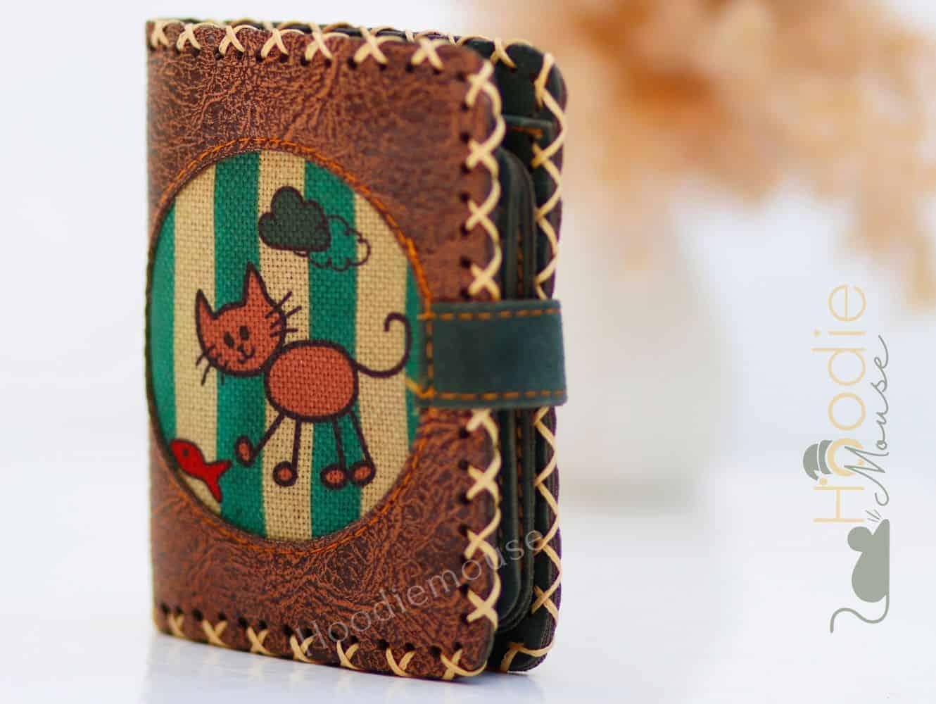 Kedi Balık Figürlü Küçük Cüzdan Etnik Bohem Retro Style - Kahverengi