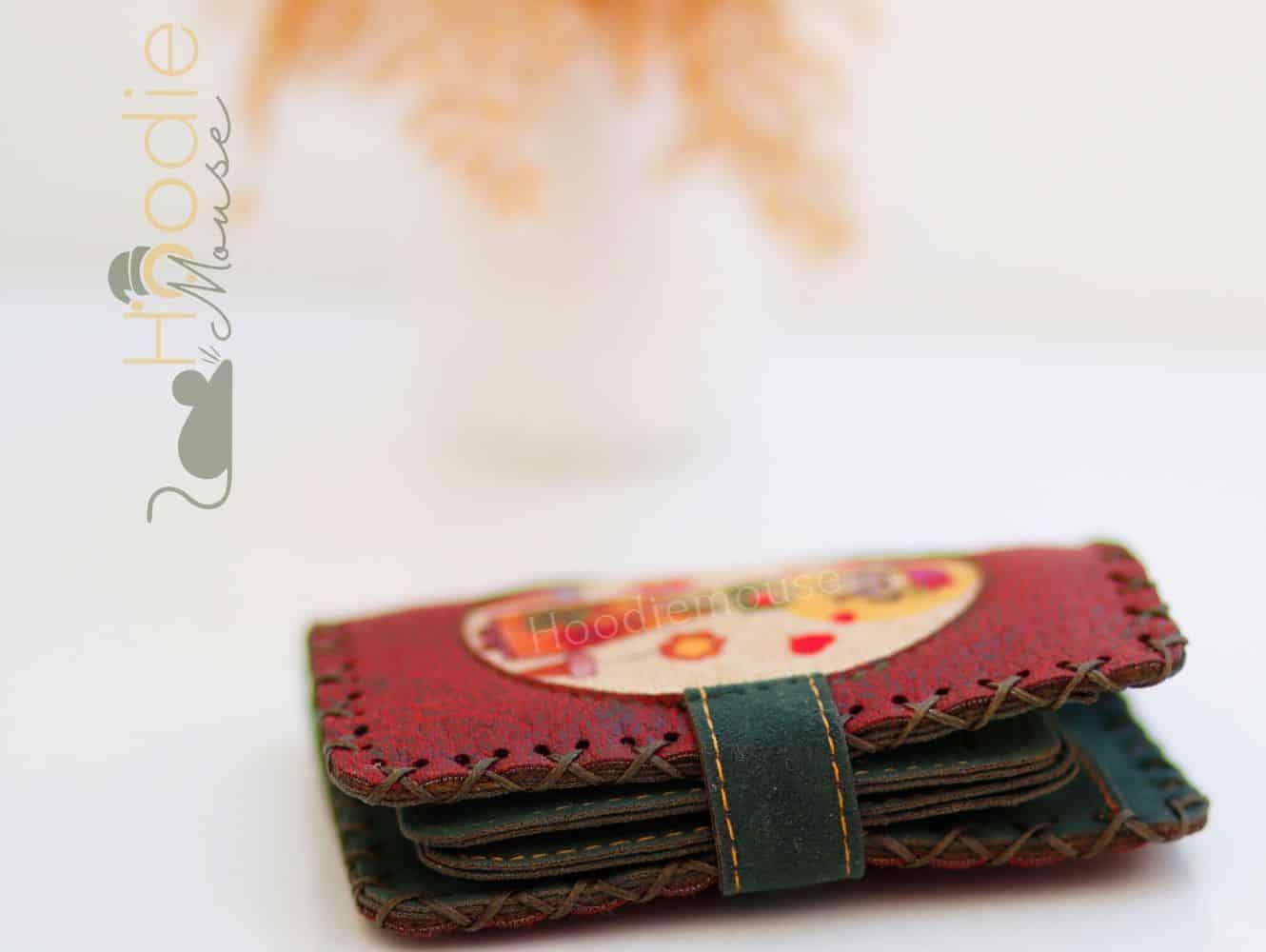 Mexican F. Kahlo Figürlü Küçük Cüzdan Etnik Bohem Retro Style - Bordo