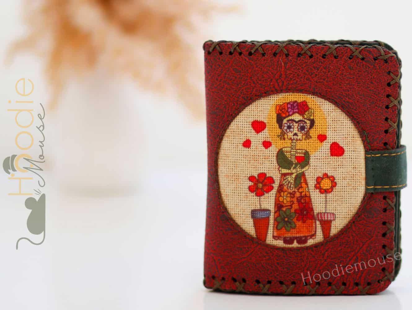Mexican F. Kahlo Figürlü Küçük Cüzdan Etnik Bohem Retro Style - Bordo
