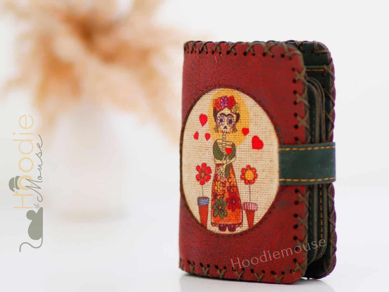 Mexican F. Kahlo Figürlü Küçük Cüzdan Etnik Bohem Retro Style - Bordo