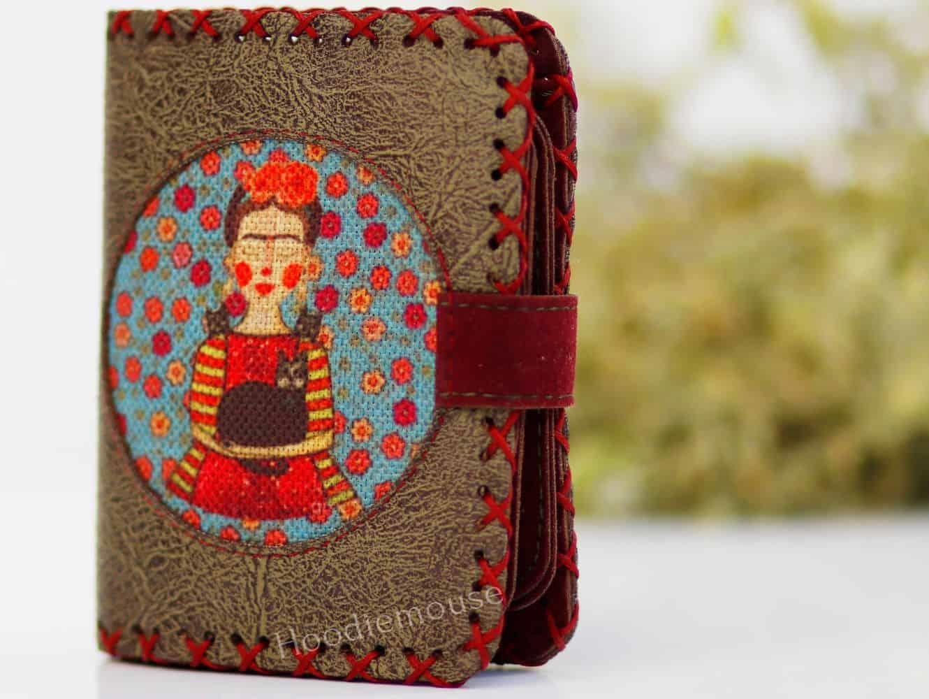 Mavi Frida Figürlü Küçük Cüzdan Etnik Bohem Retro Style - YESİL
