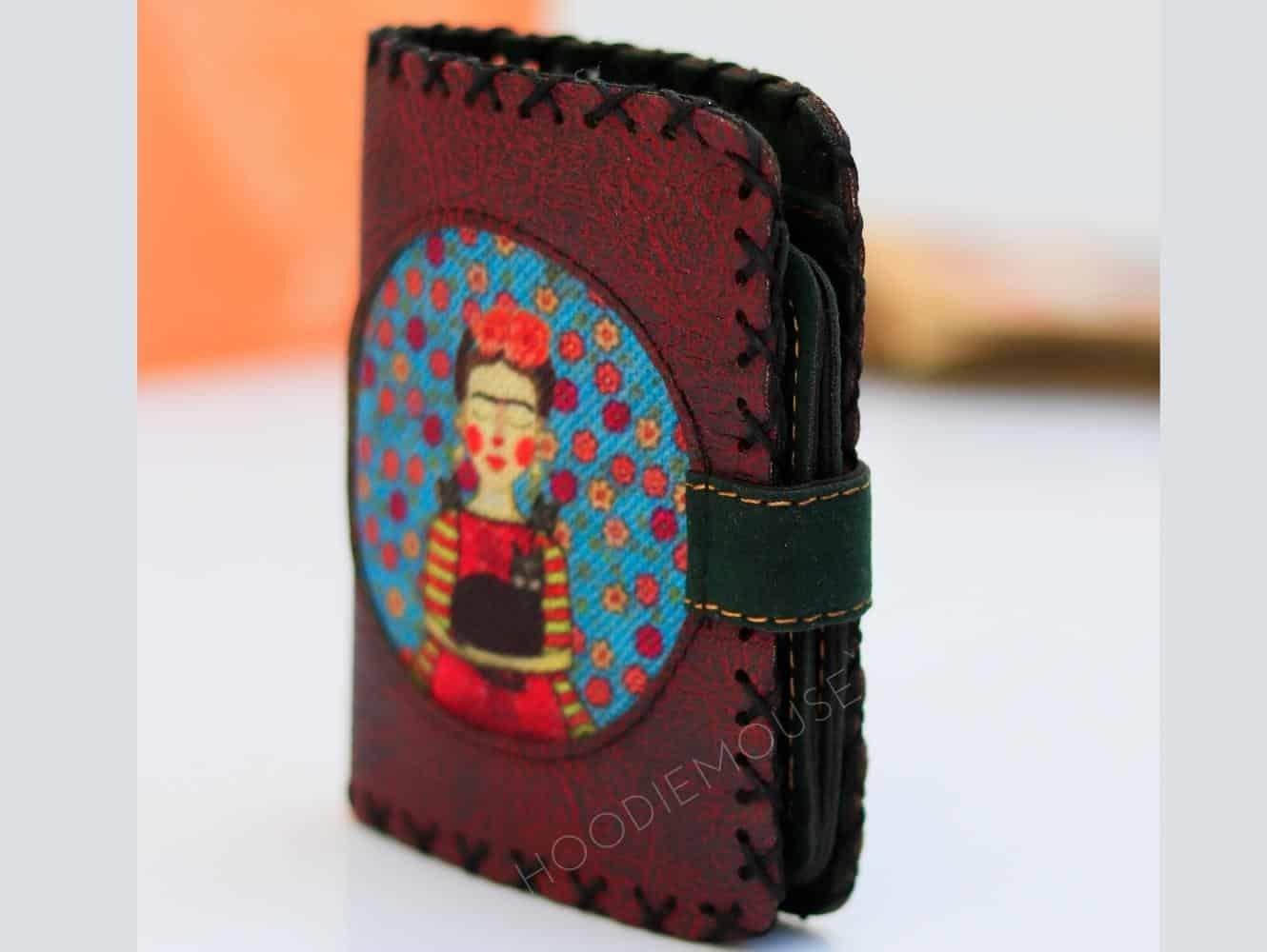 Mavi Frida Figürlü Küçük Cüzdan Etnik Bohem Retro Style - BORDO