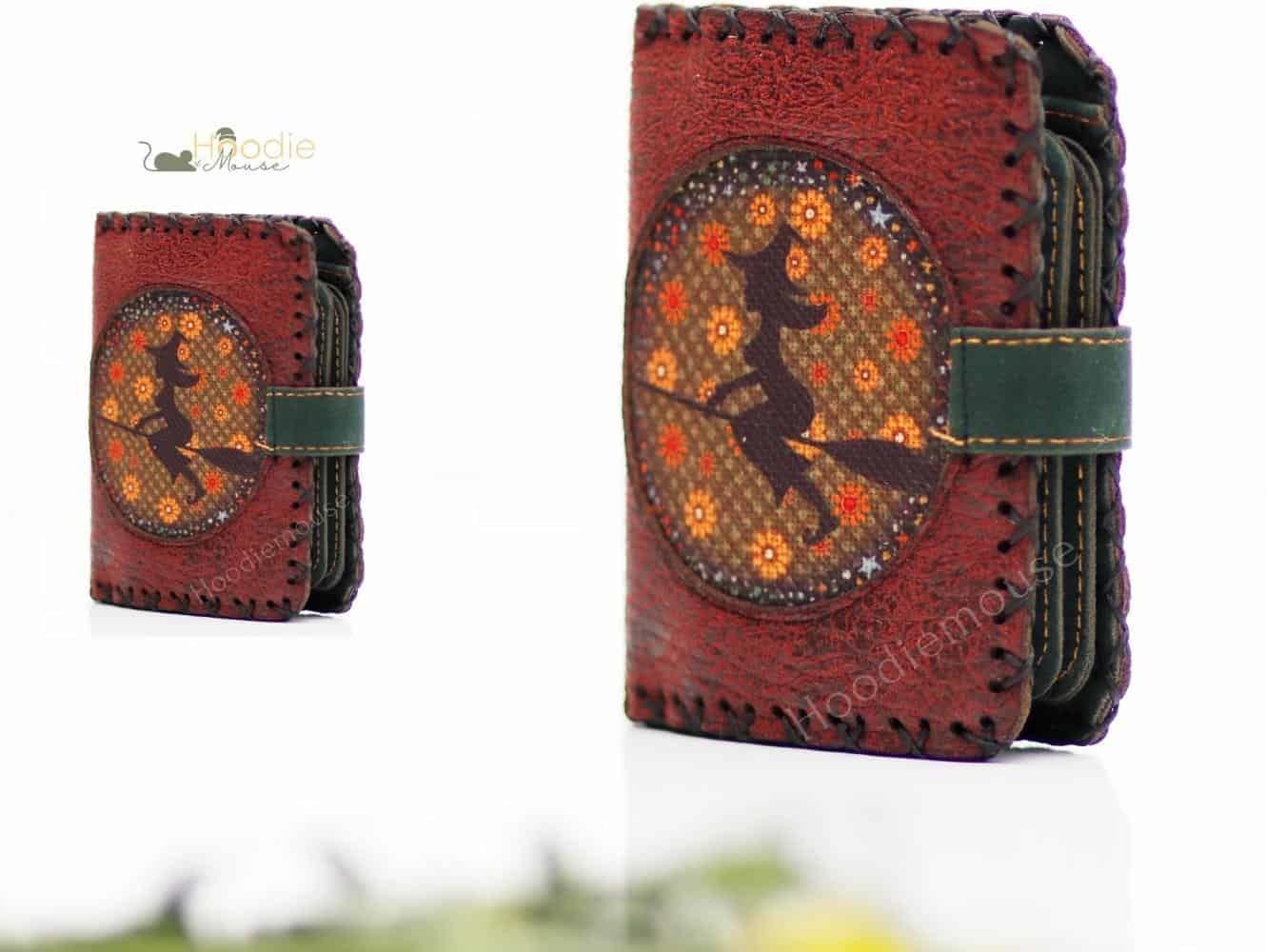 Cadı Figürlü Küçük Cüzdan Etnik Bohem Retro Style - Bordo
