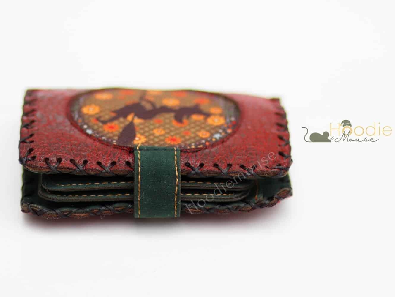 Cadı Figürlü Küçük Cüzdan Etnik Bohem Retro Style - Bordo