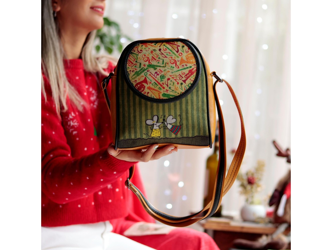 Dans Eden Fare Figürlü Küçük Postacı Omuz Çantası Etnik Bohem Style - Hardal