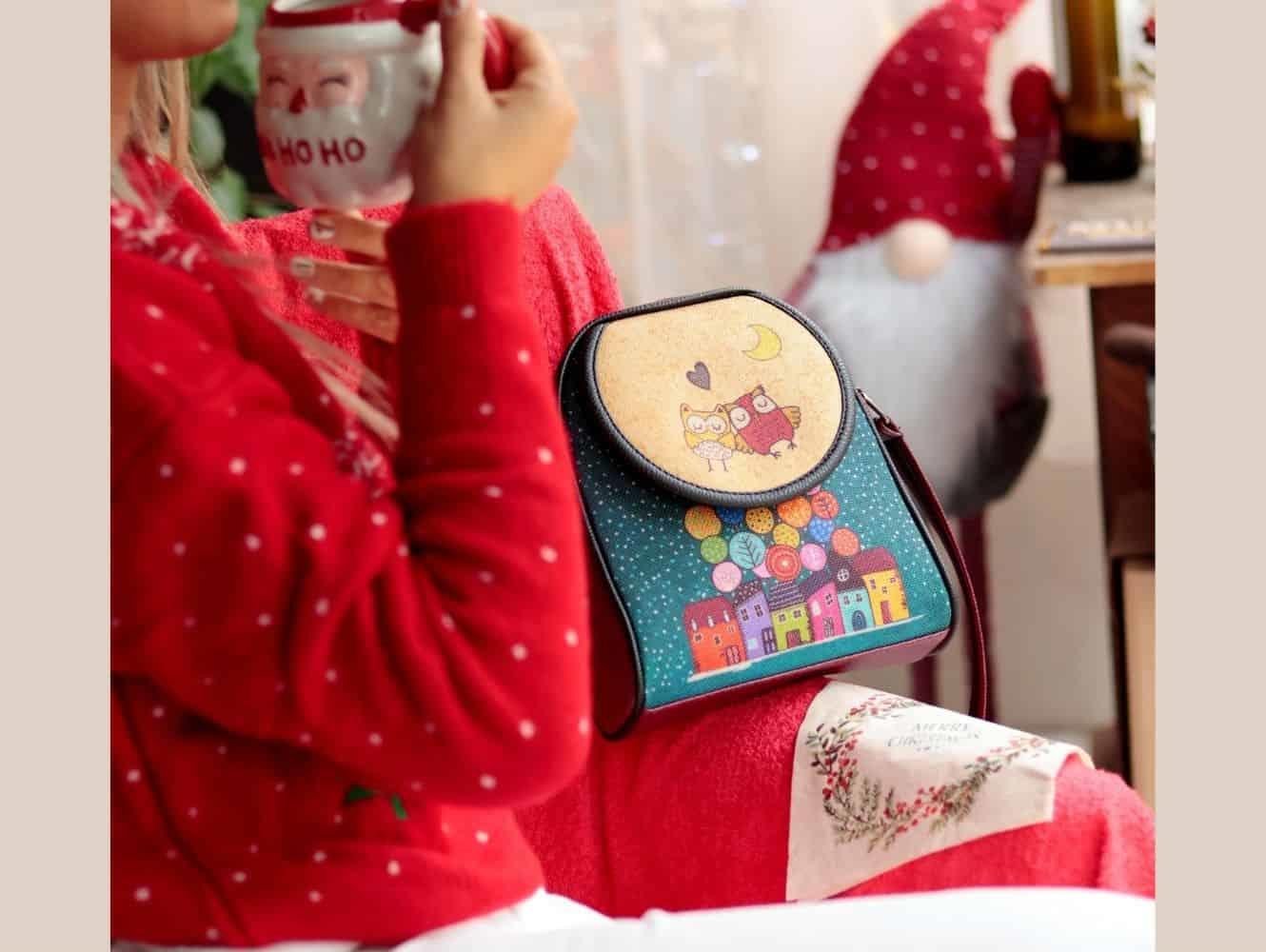 Baykuş Figürlü Küçük Postacı Omuz Çantası Etnik Bohem Style - Bordo
