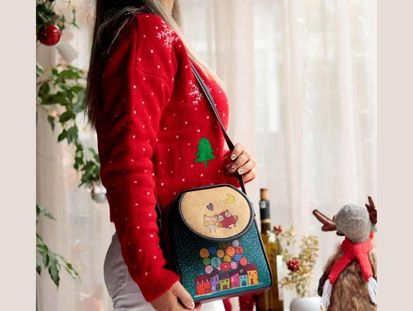 Baykuş Figürlü Küçük Postacı Omuz Çantası Etnik Bohem Style - Bordo