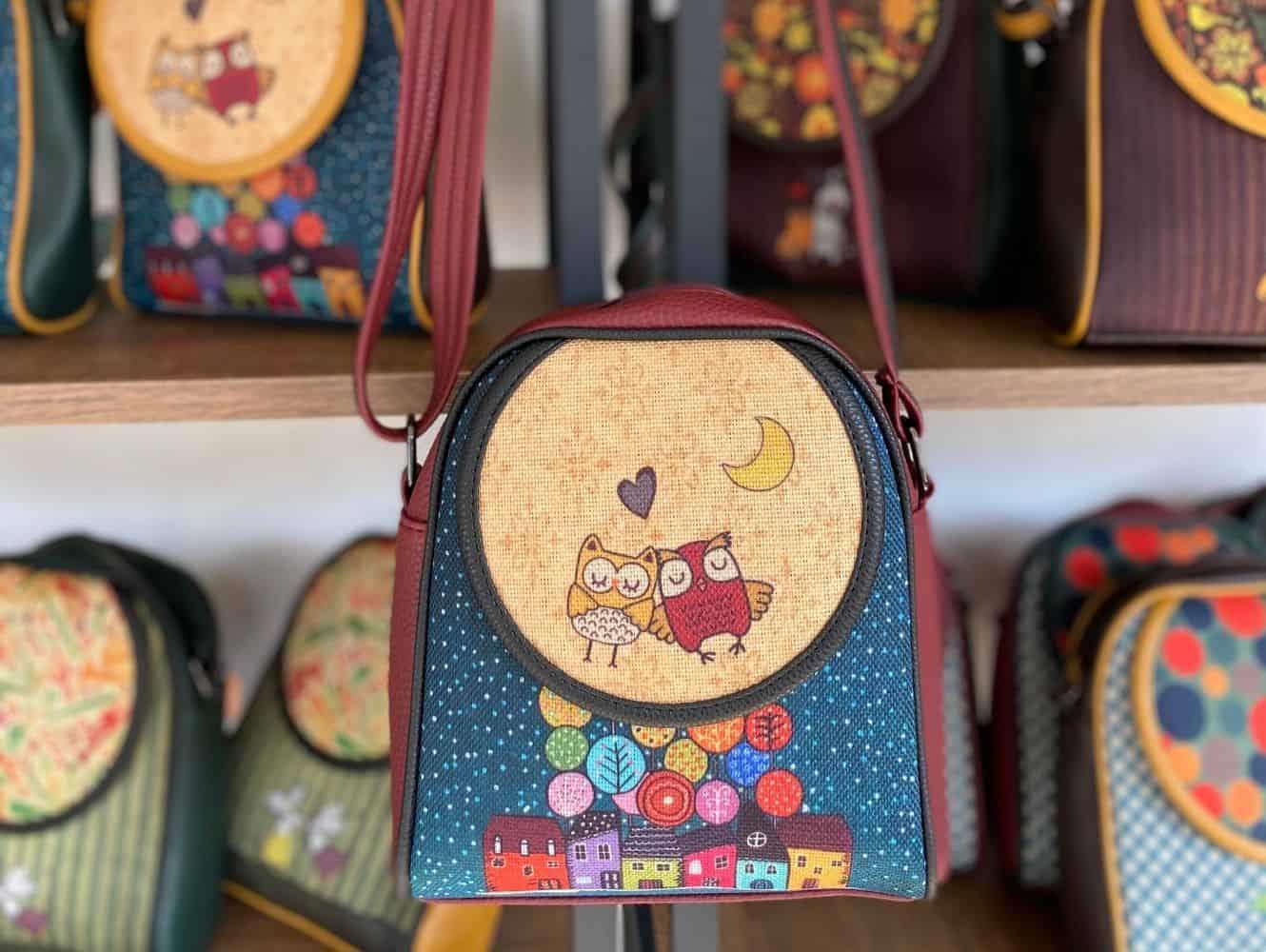 Baykuş Figürlü Küçük Postacı Omuz Çantası Etnik Bohem Style - Bordo