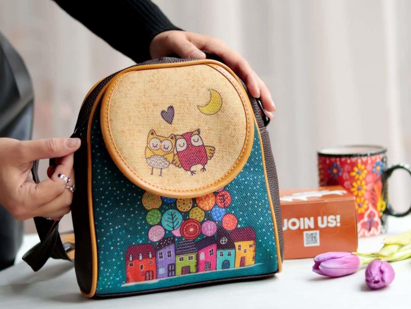 Baykuş Figürlü Küçük Postacı Omuz Çantası Etnik Bohem Style - Kahverengi