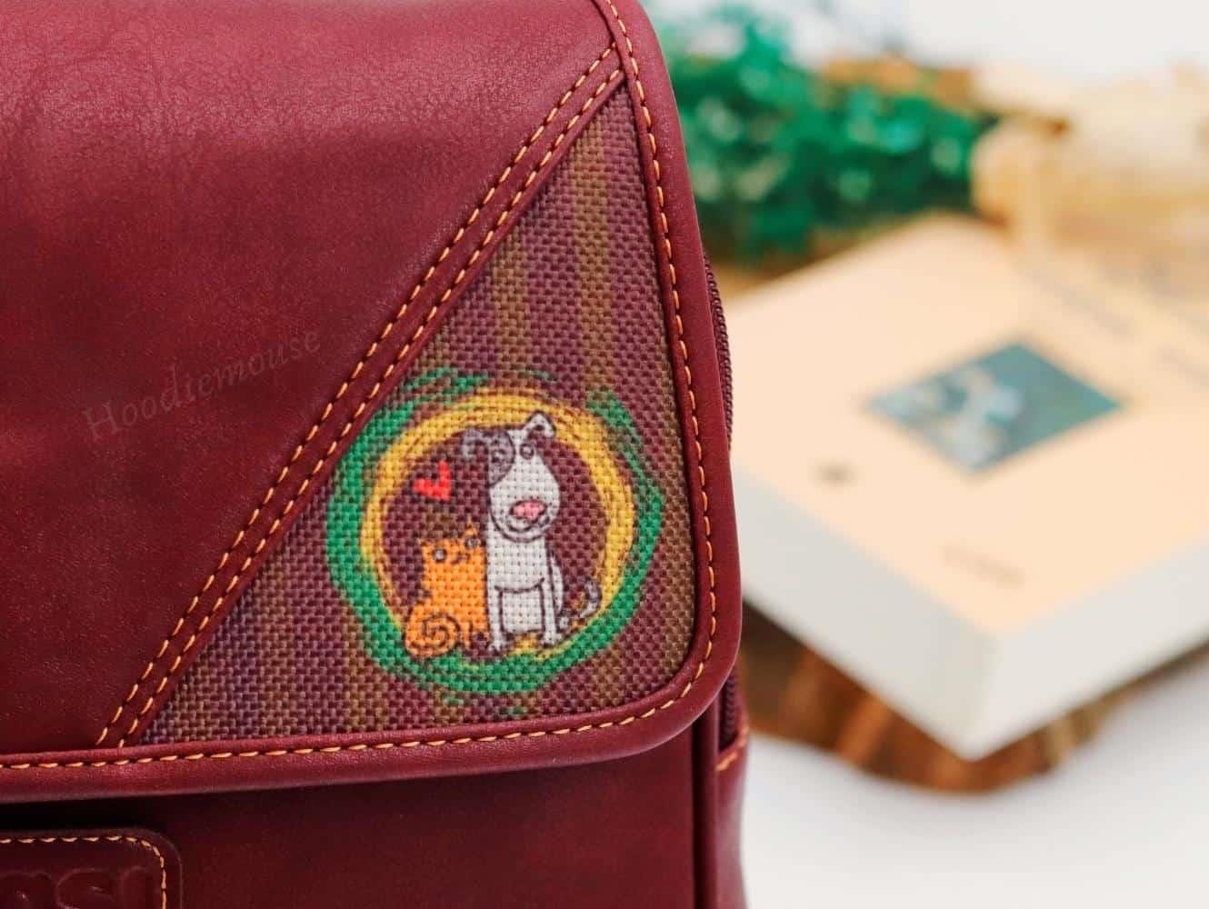 Köpek Figürlü Business Sırt Çantası Etnik Bohem Style - BORDO