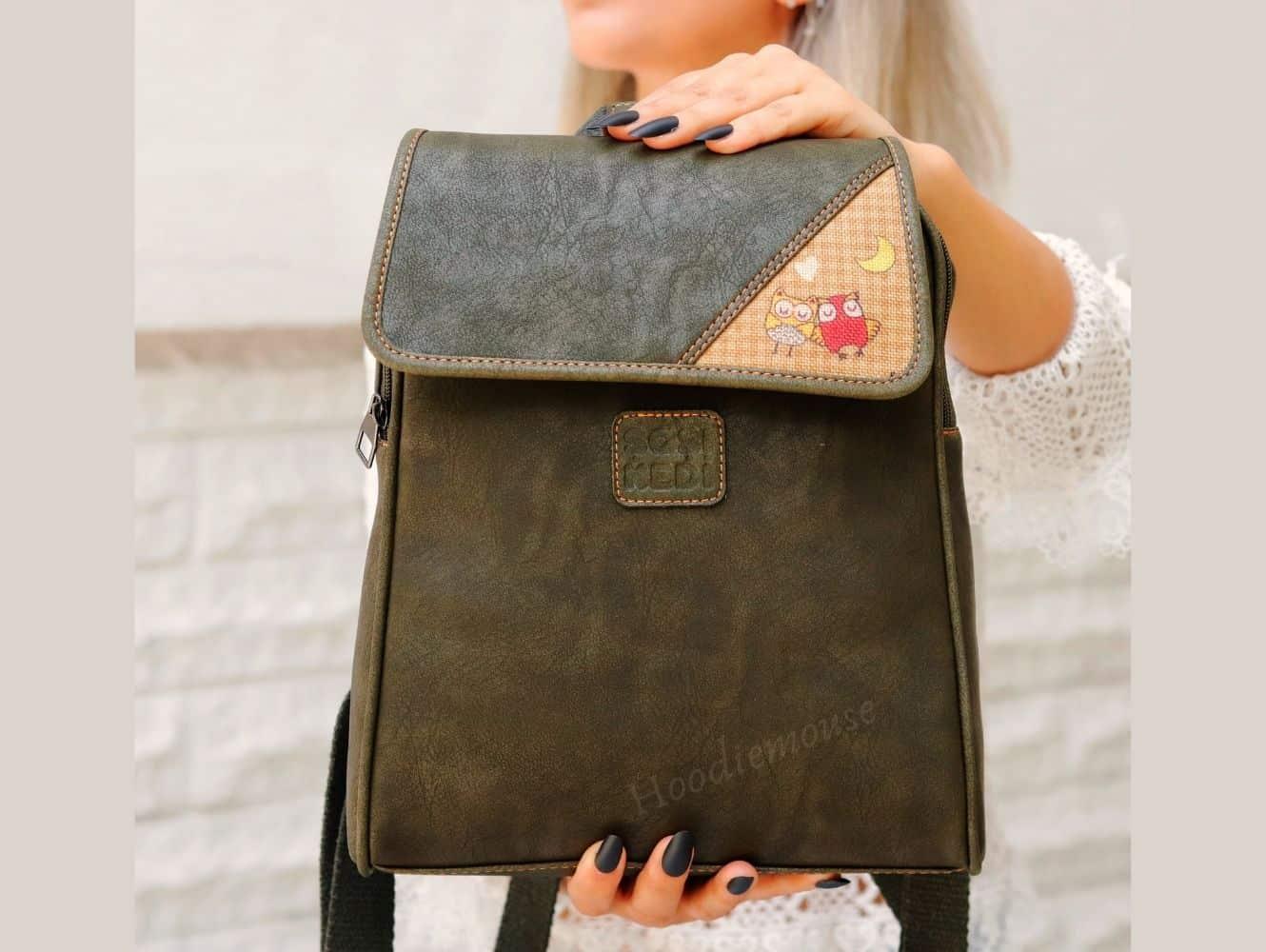 Baykuş Figürlü Business Sırt Çantası Etnik Bohem Style - YESİL