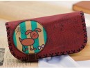 Köpek Figürlü Büyük Cüzdan Etnik Bohem Retro Vintage Style - BORDO