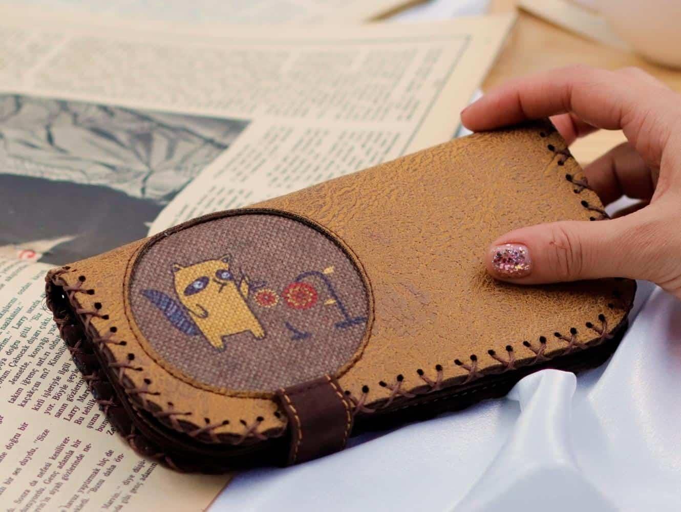Rakun Figürlü Büyük Cüzdan Etnik Bohem Retro Vintage Style - HARDAL