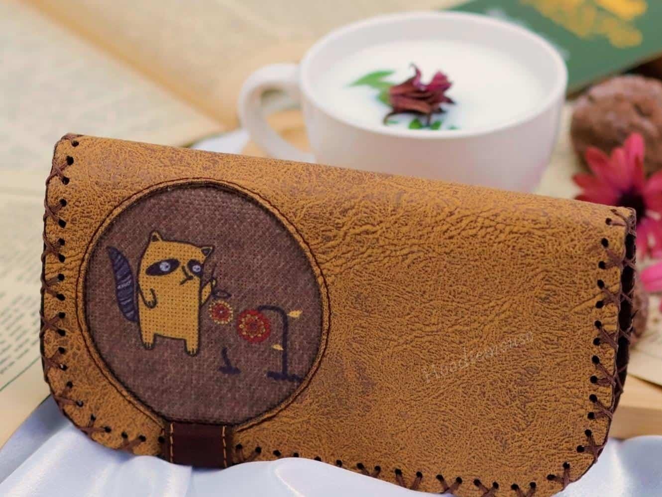Rakun Figürlü Büyük Cüzdan Etnik Bohem Retro Vintage Style - HARDAL