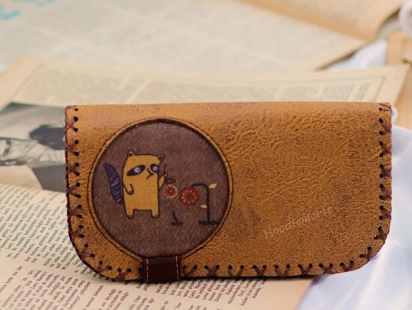 Rakun Figürlü Büyük Cüzdan Etnik Bohem Retro Vintage Style - HARDAL