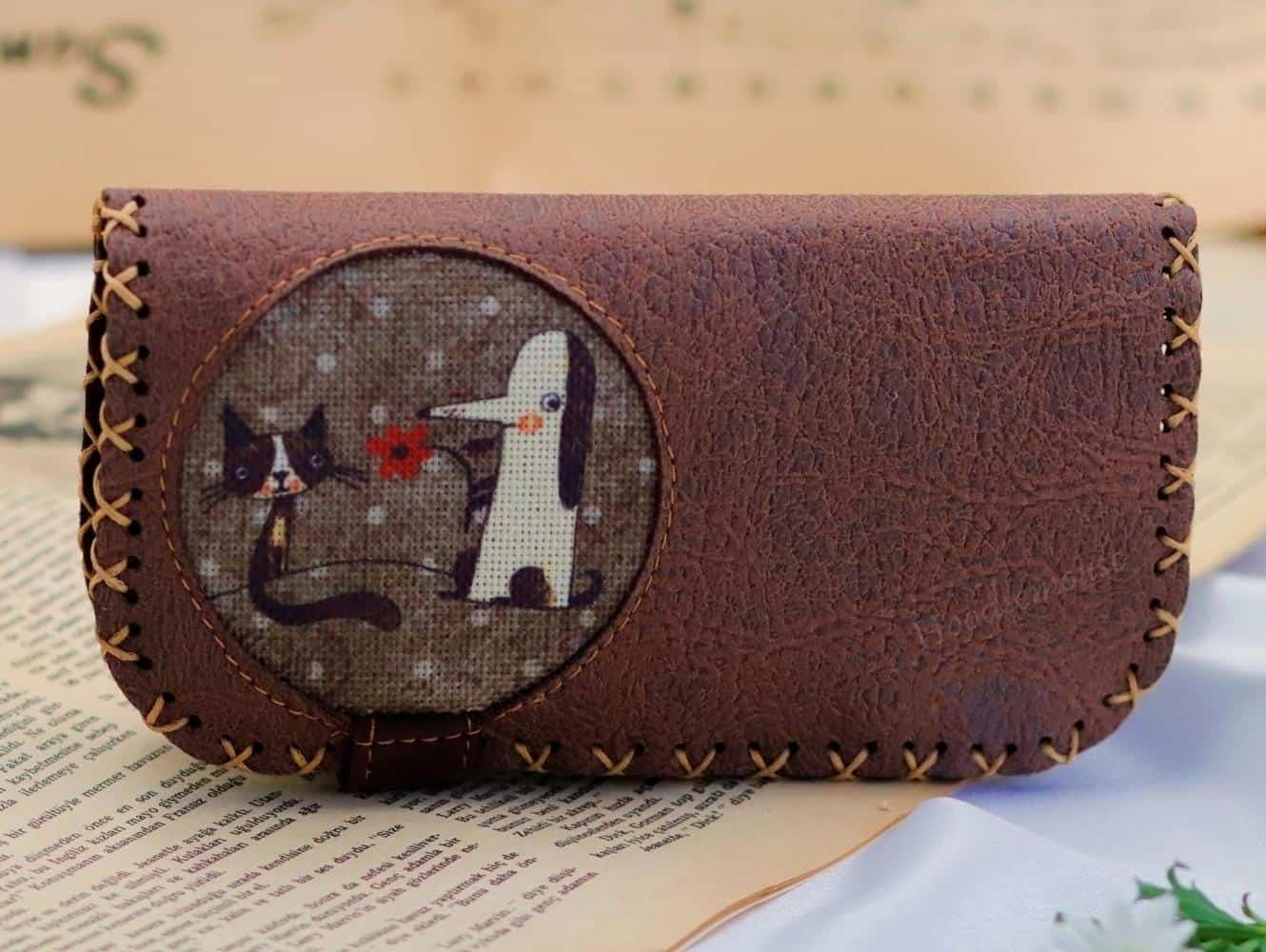 Tilki Figürlü Büyük Cüzdan Etnik Bohem Retro Vintage Style - KAHVERENGİ