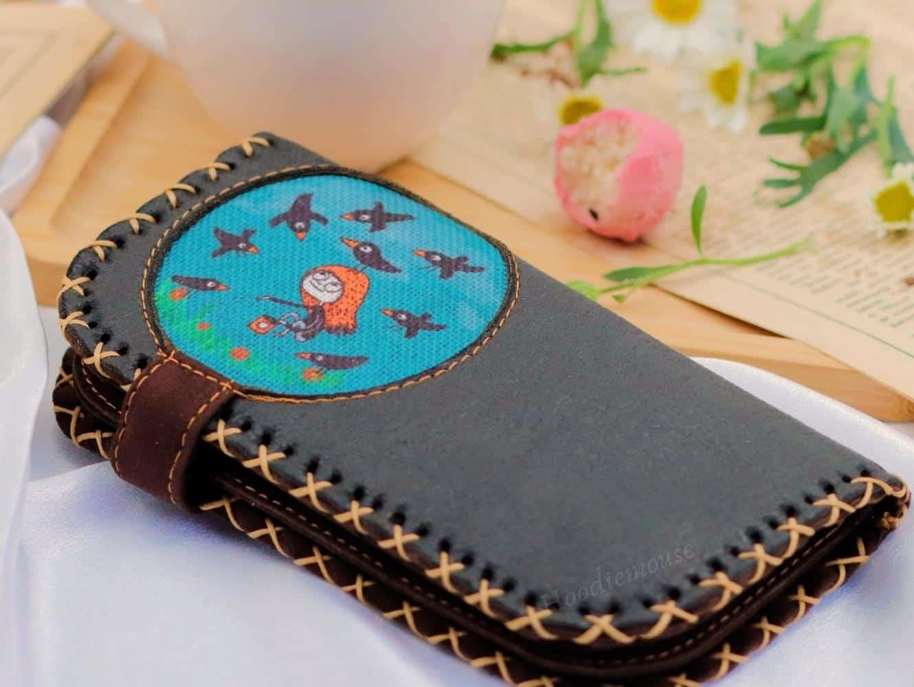 Karga Figürlü Büyük Cüzdan Etnik Bohem Retro Vintage Style - ANTRASİT