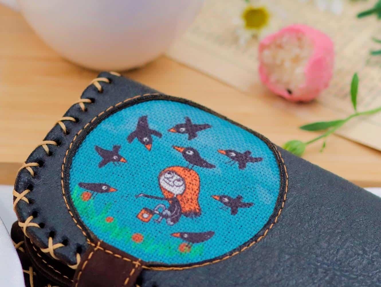 Karga Figürlü Büyük Cüzdan Etnik Bohem Retro Vintage Style - ANTRASİT