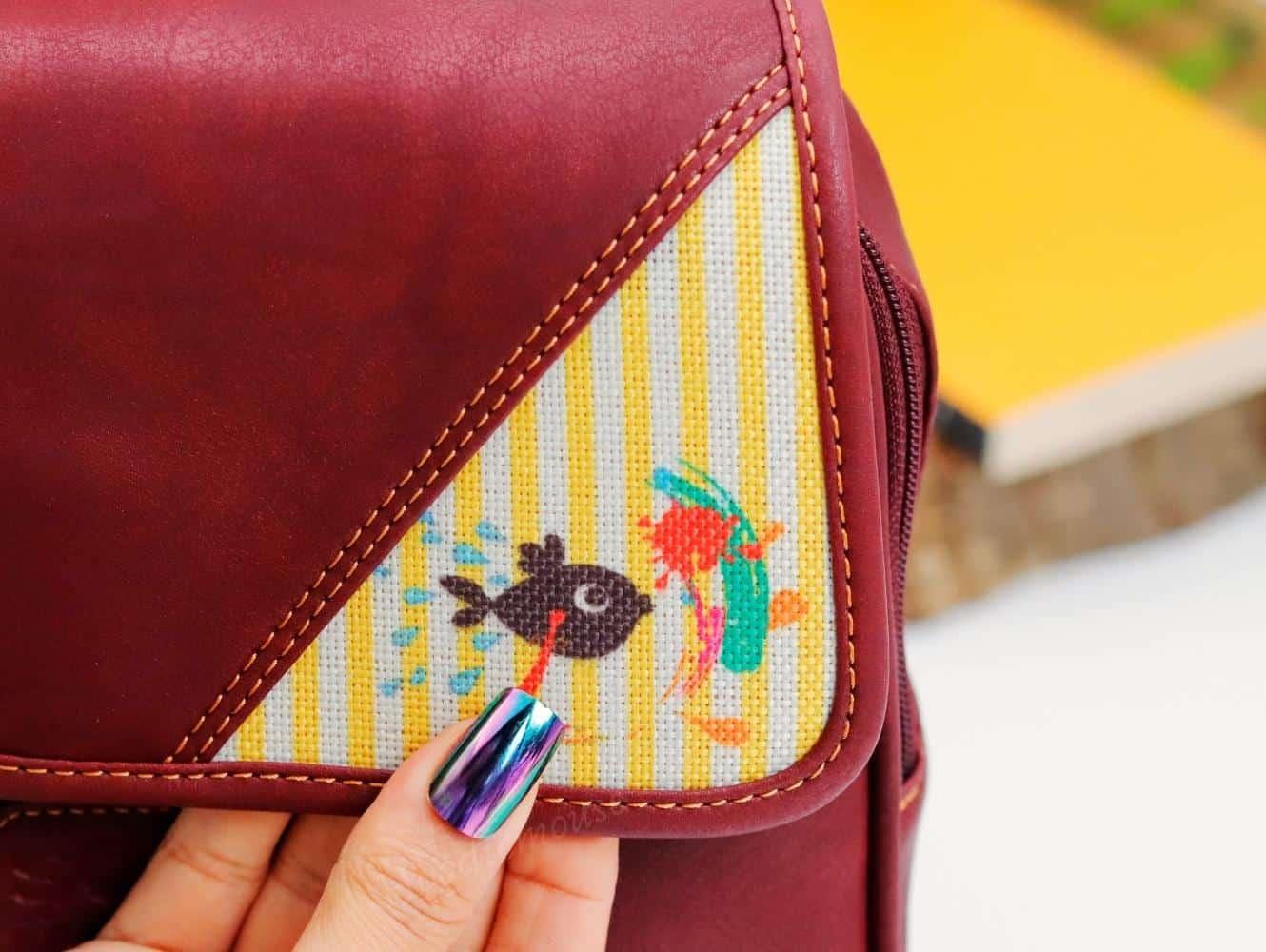 Karabalık Figürlü Business Sırt Çantası Etnik Bohem Style - BORDO
